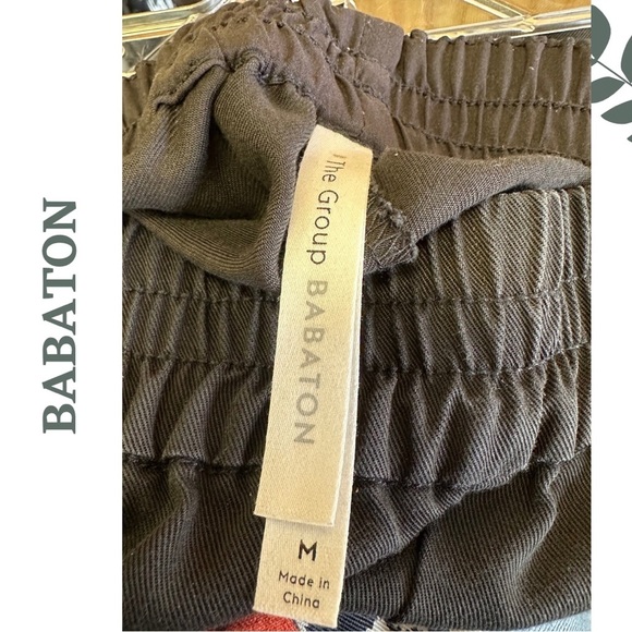 Babaton Aritzia Elastic Waist Pull On Pant Front Side Pockets Wode Leg Medium - Picture 5 of 5